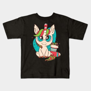 Cute Christmas Unicorn Kids T-Shirt